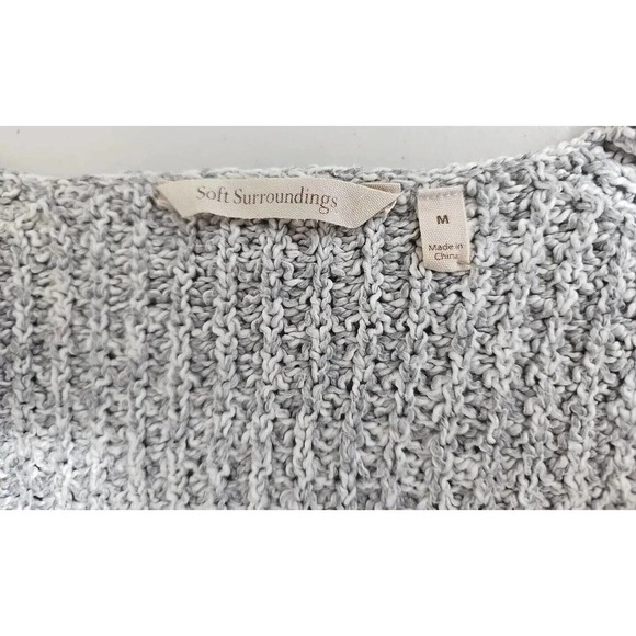 Soft Surroundings ~Woman Size M~ Gray Sweater V-Neck Tunic Pullover Comfy. - Picture 11 of 12